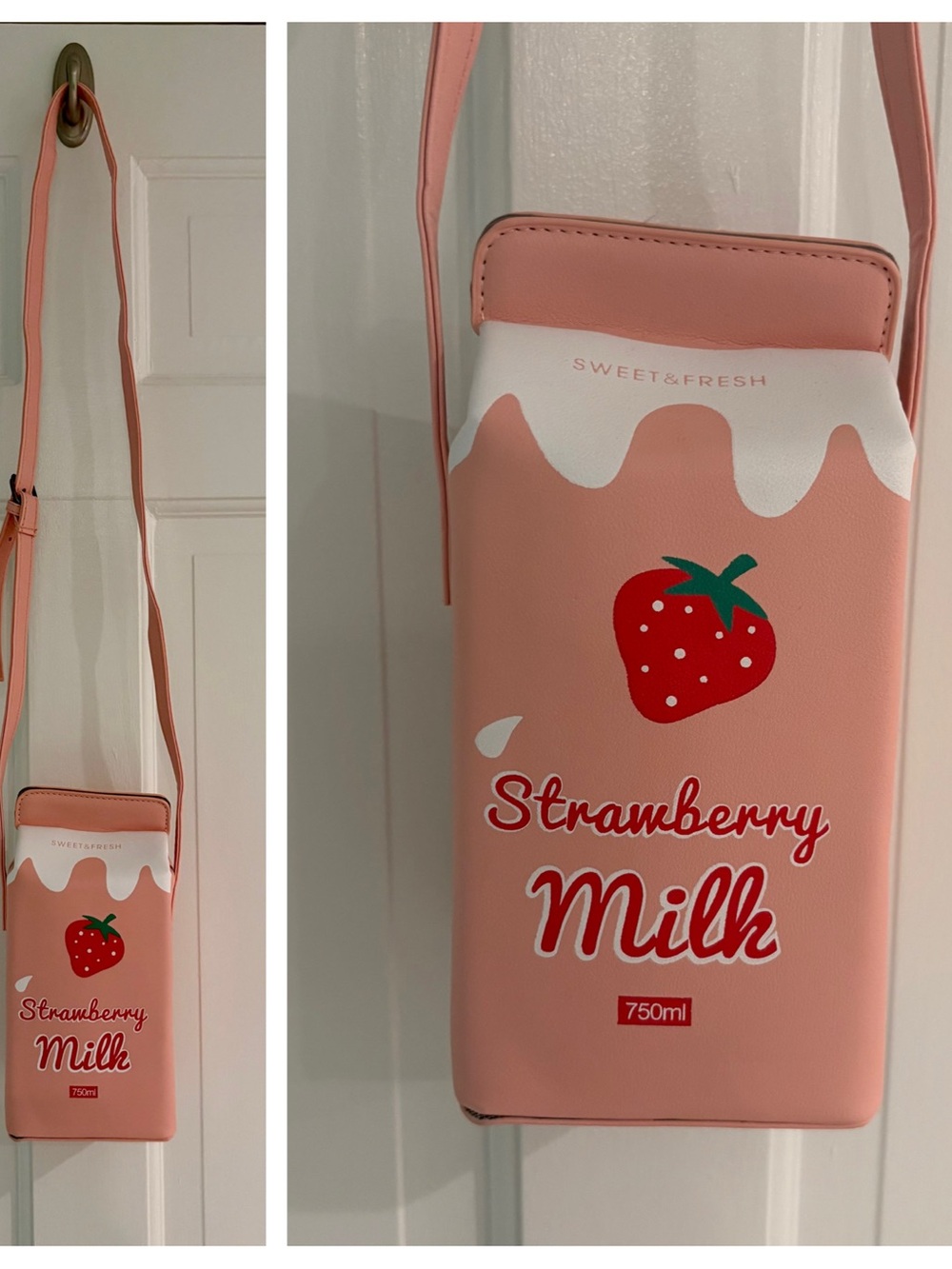 Sweet & Fresh Strawberry Milk Pink Crossbody Bag